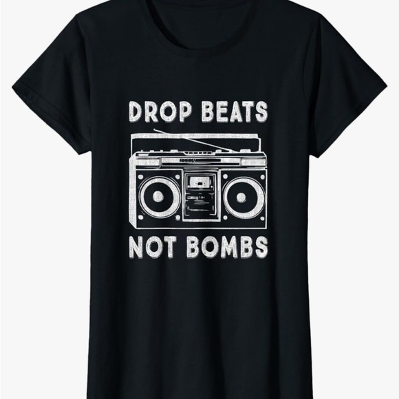 Drop Beats Not Bombs Women’s T-Shirt-Size 3XL - Picture 1 of 2